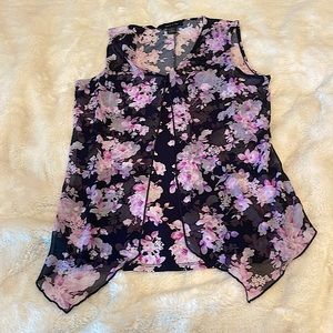 Women’s Adele & May Purple Floral Blouse Tank Top size Large